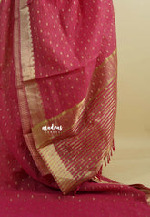 Pink - Premium Soft Slub Cotton with full weaving buttas with Zari Border